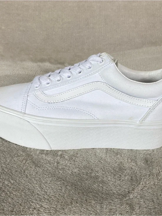 Vans Old Skool Stackform Shoes Womens Size 9 White Canvas Platform - Picture 2 of 12